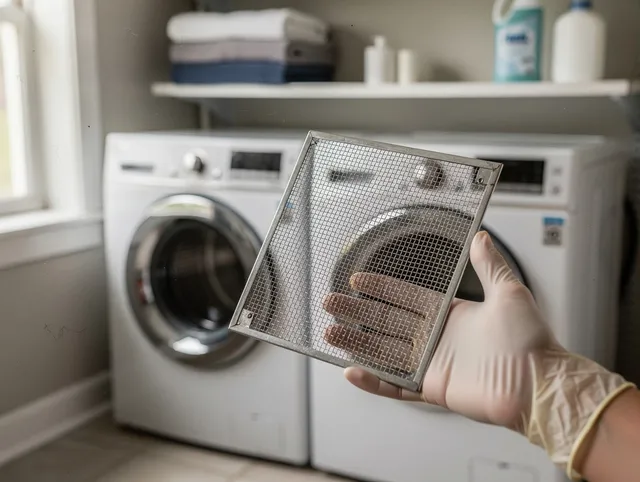 Warren Dryer Vent Cleaning specialist performing detailed lint trap cleaning service in Warren