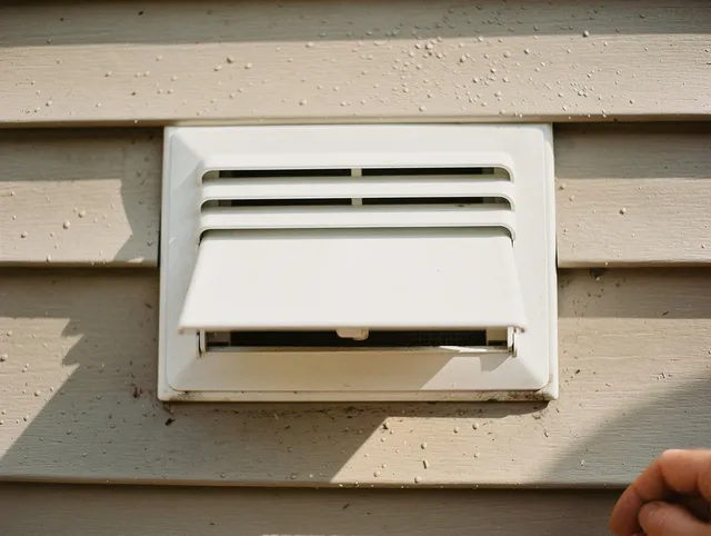 Warren Dryer Vent Cleaning technician performing professional exhaust vent cleaning at a residential property in Warren